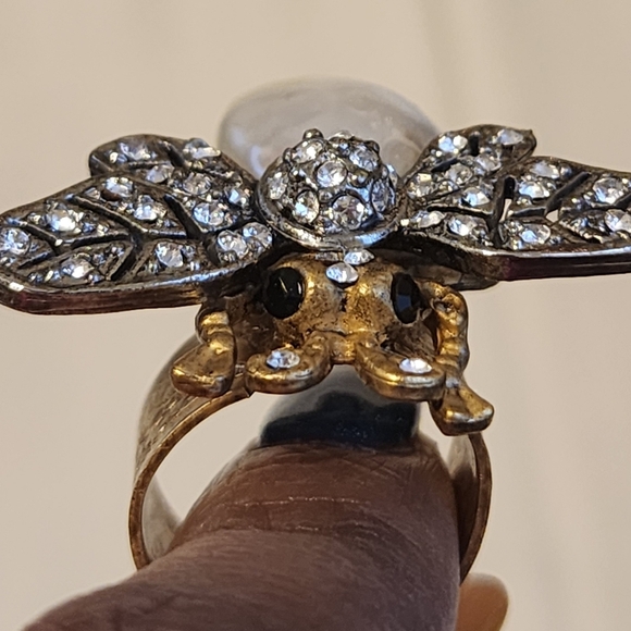 J. Crew Gold and Silver Statement Bee Ring with Pearl Accent - Picture 8 of 12